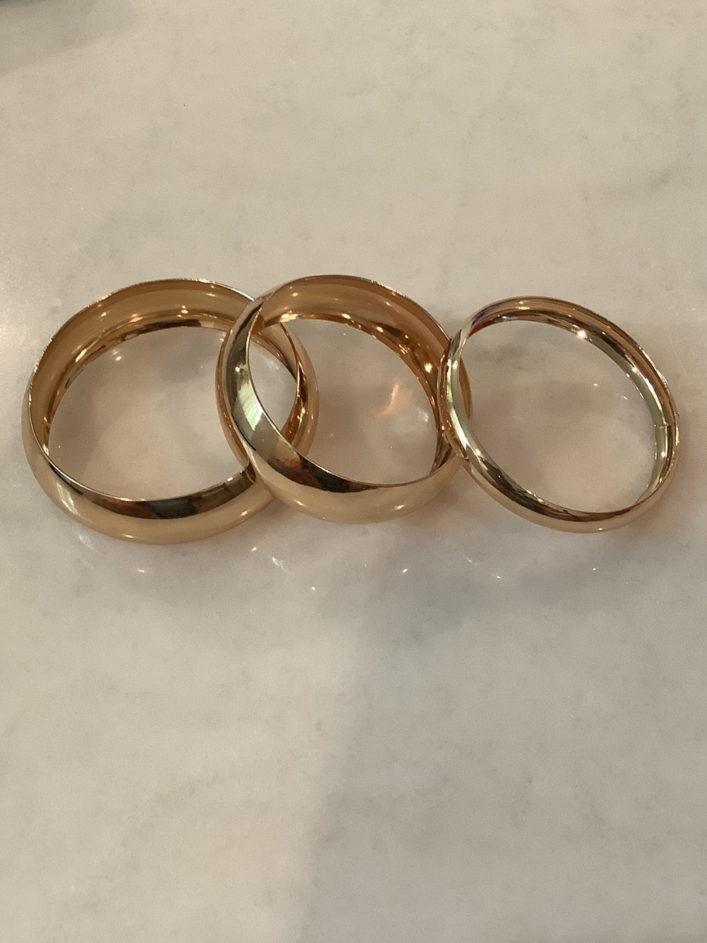 3-Piece Chunky Gold Tone Women's Stackable Bracelet Set, Brand New